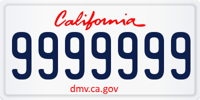 CA license plate 9999999