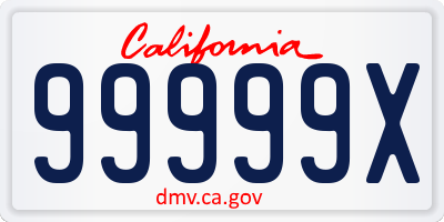 CA license plate 99999X