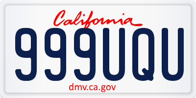 CA license plate 999UQU