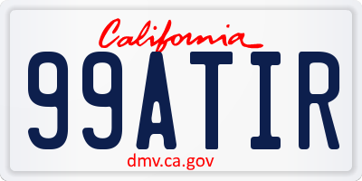 CA license plate 99ATIR