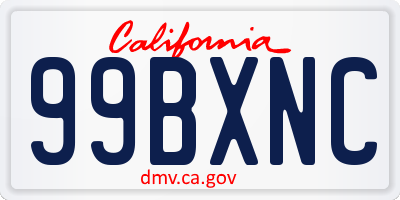 CA license plate 99BXNC