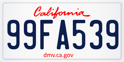 CA license plate 99FA539