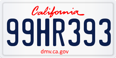 CA license plate 99HR393