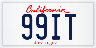 CA license plate 99IT