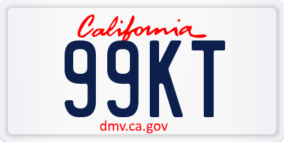 CA license plate 99KT