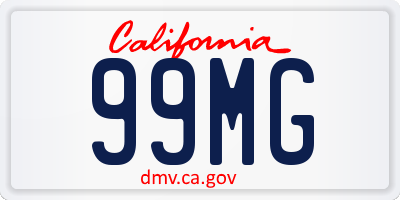 CA license plate 99MG