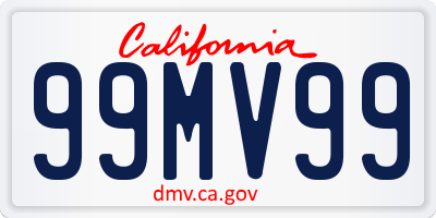 CA license plate 99MV99