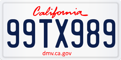 CA license plate 99TX989