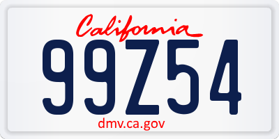 CA license plate 99Z54