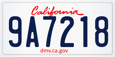 CA license plate 9A7218