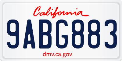 CA license plate 9ABG883