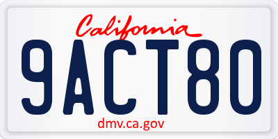 CA license plate 9ACT80