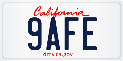 CA license plate 9AFE