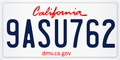 CA license plate 9ASU762