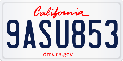 CA license plate 9ASU853