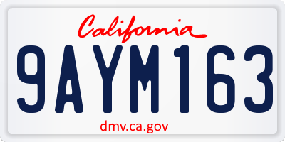 CA license plate 9AYM163