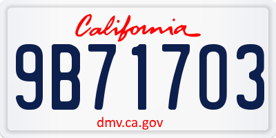 CA license plate 9B717O3