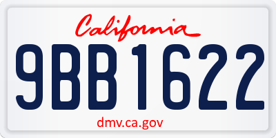 CA license plate 9BB1622