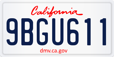 CA license plate 9BGU611