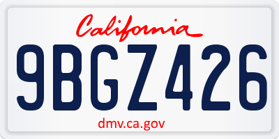 CA license plate 9BGZ426