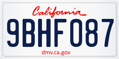 CA license plate 9BHF087