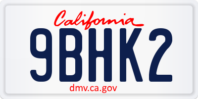 CA license plate 9BHK2