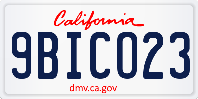 CA license plate 9BICO23