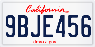CA license plate 9BJE456