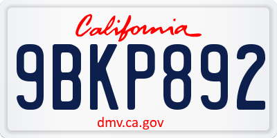 CA license plate 9BKP892