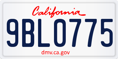 CA license plate 9BL0775