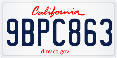 CA license plate 9BPC863