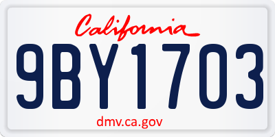 CA license plate 9BY1703