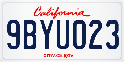 CA license plate 9BYU023