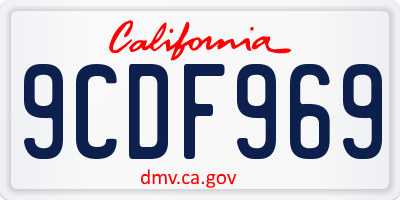 CA license plate 9CDF969