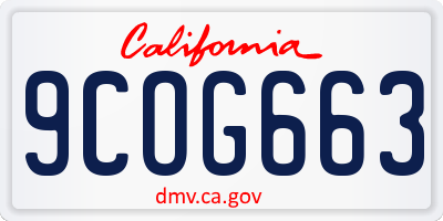 CA license plate 9COG663