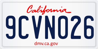 CA license plate 9CVN026