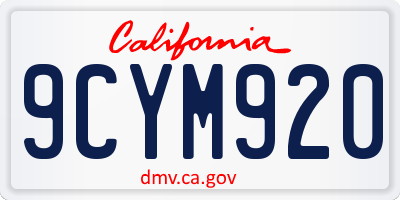 CA license plate 9CYM920