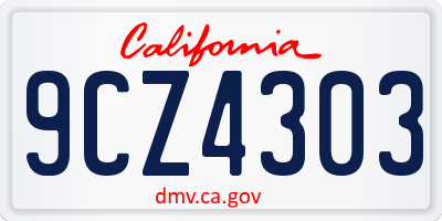 CA license plate 9CZ4303