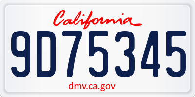 CA license plate 9D75345