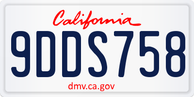 CA license plate 9DDS758