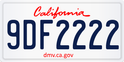 CA license plate 9DF2222