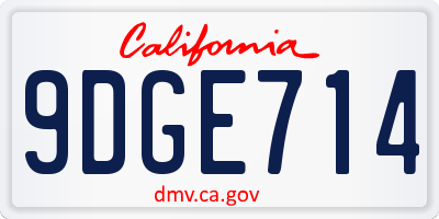 CA license plate 9DGE714