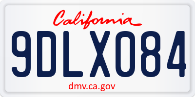 CA license plate 9DLX084