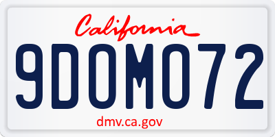 CA license plate 9DOMO72