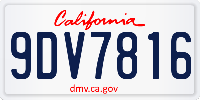 CA license plate 9DV7816