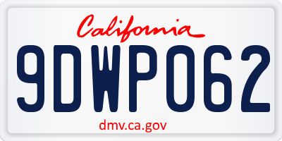 CA license plate 9DWP062