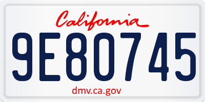 CA license plate 9E80745