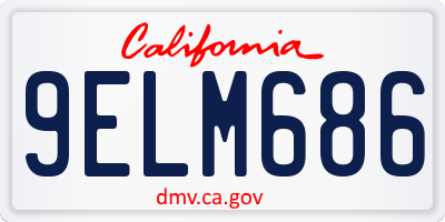 CA license plate 9ELM686