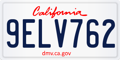 CA license plate 9ELV762