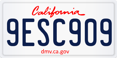 CA license plate 9ESC909